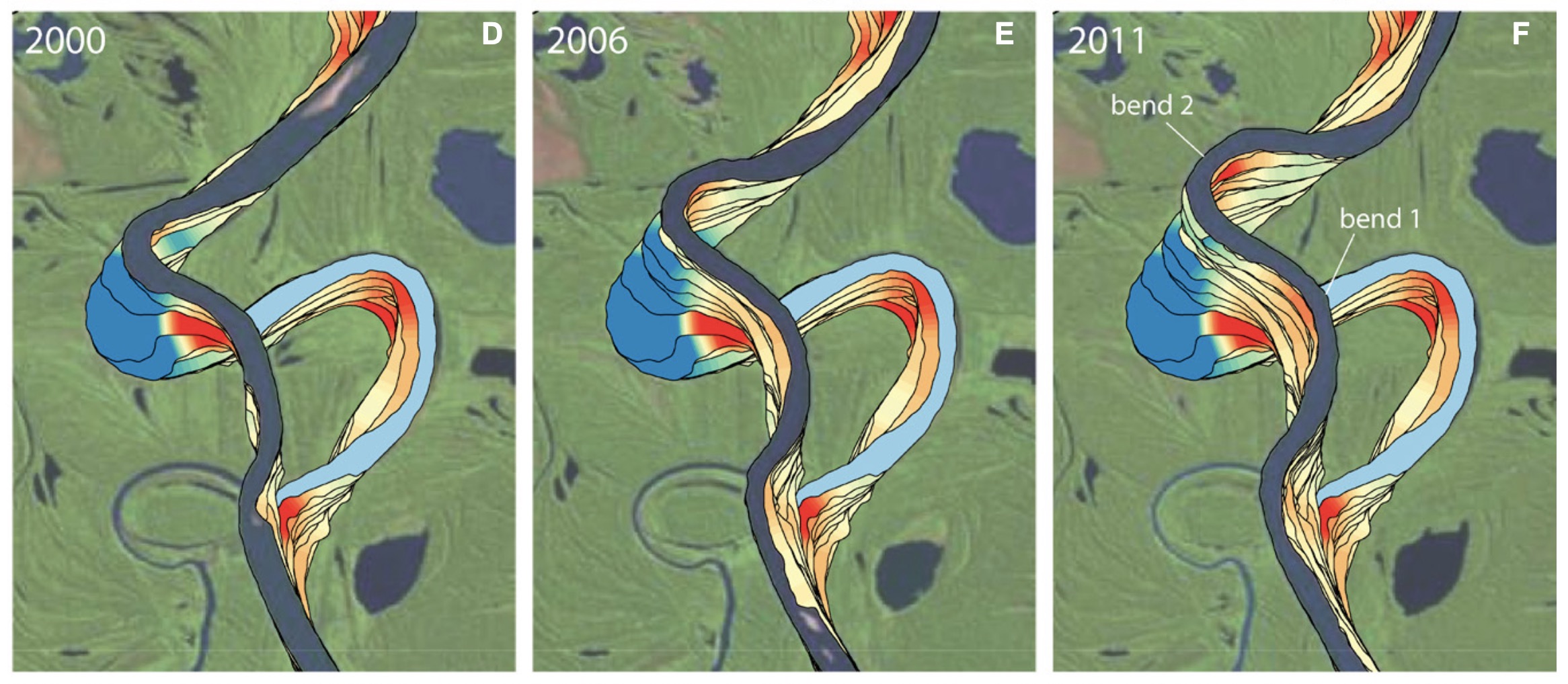Autogenic translation and counter point bar deposition in meandering rivers