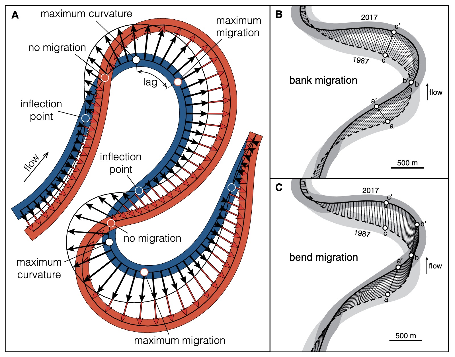 High curvatures drive river meandering