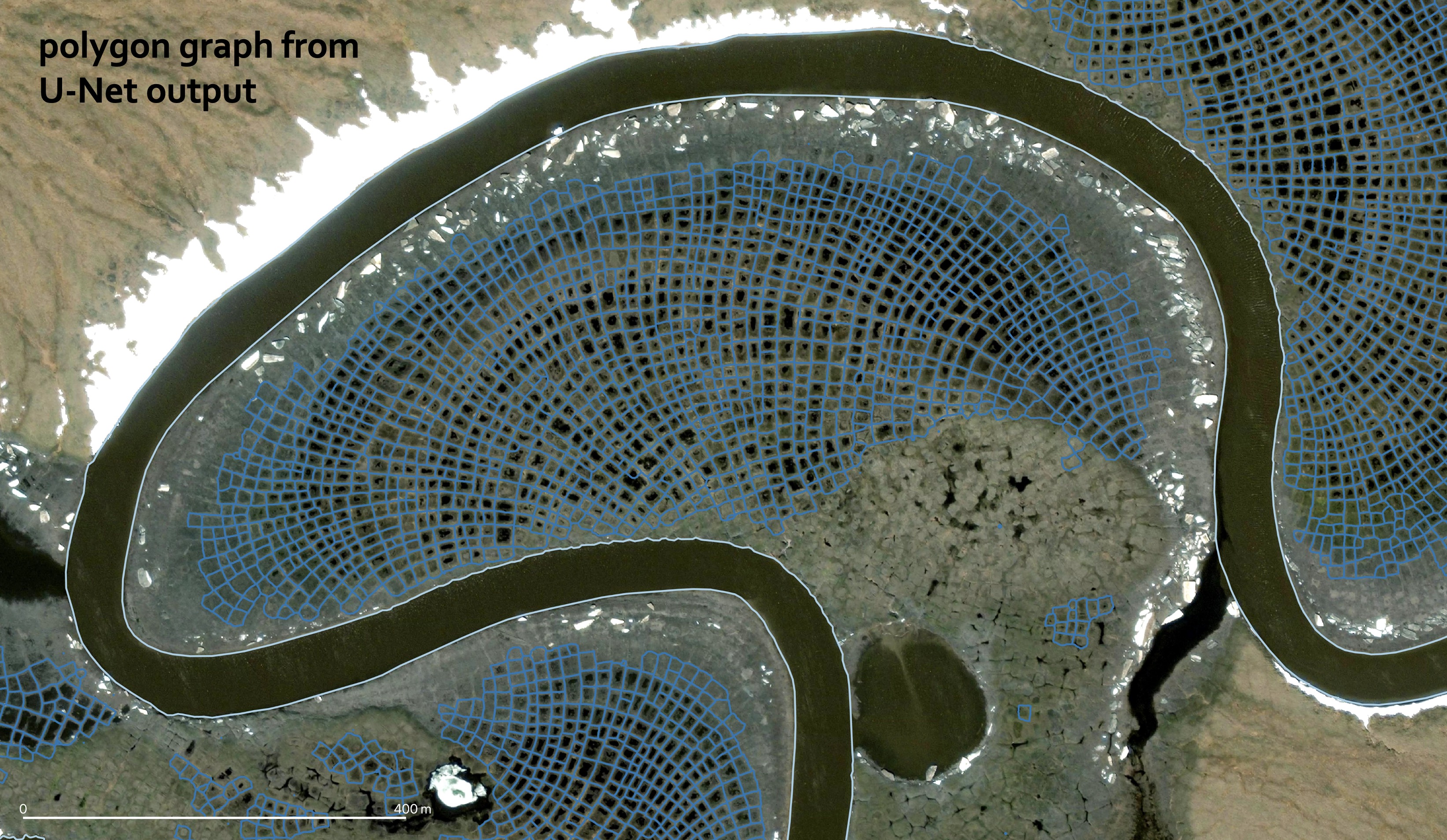 A frozen history of meandering: Mapping and modeling ice-wedge polygons on point bars