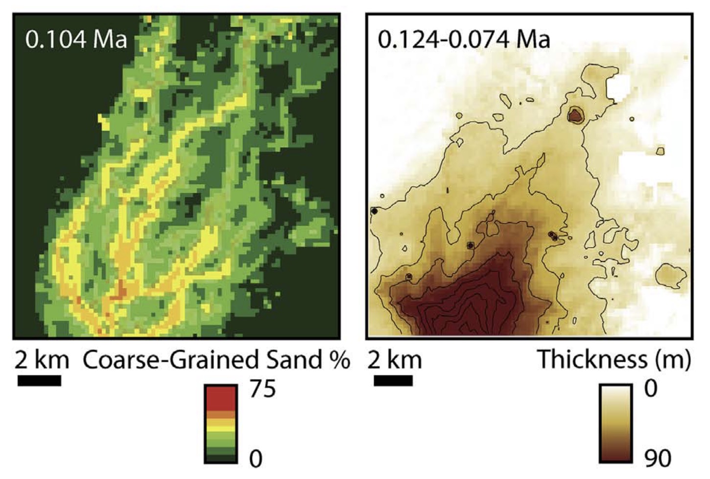 Slope-fan depositional architecture from high-resolution forward stratigraphic models